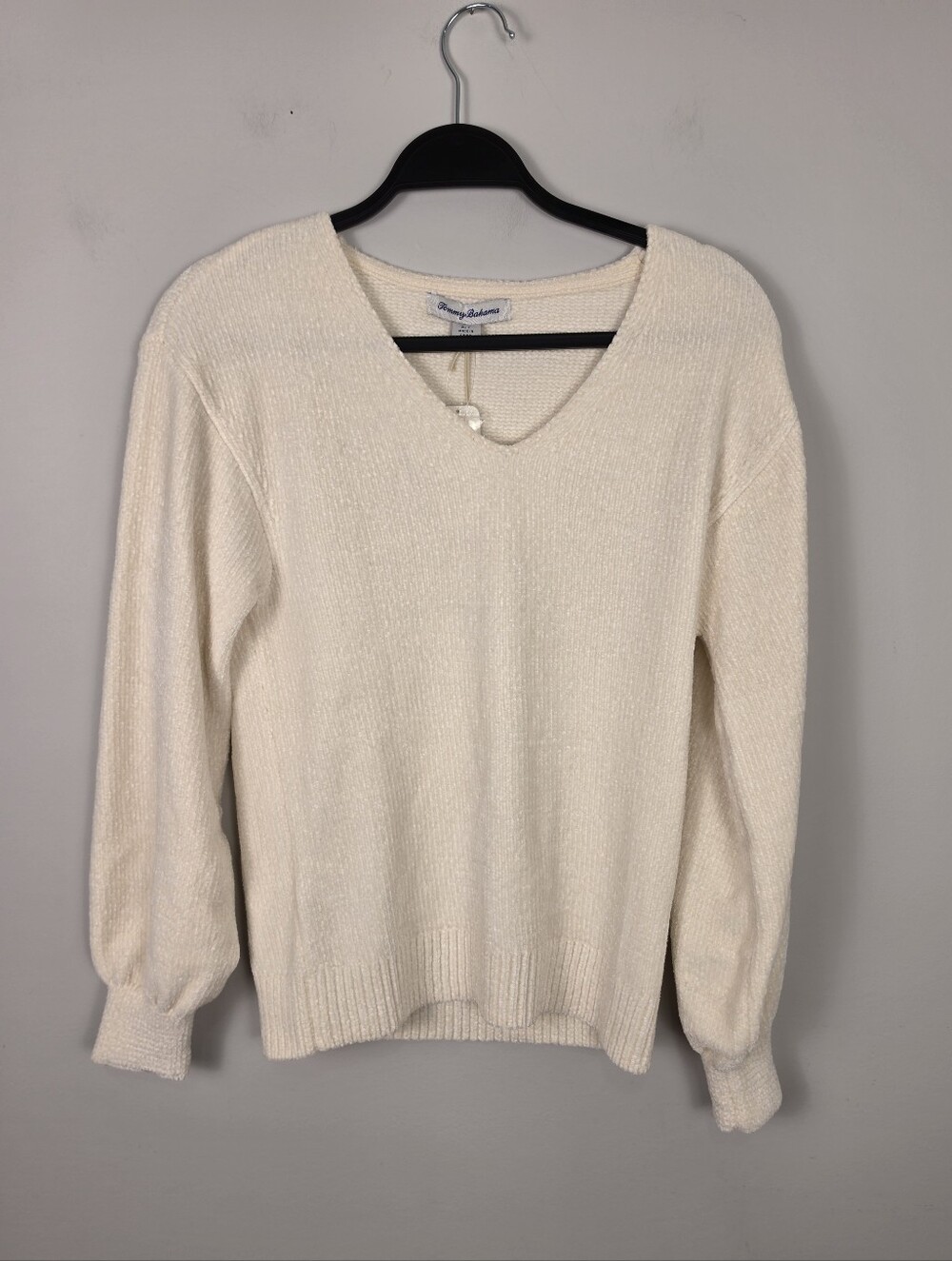 Tommy Bahama Island Luna Chenille V-Neck Sweater Women's Size SP Coconut NWT